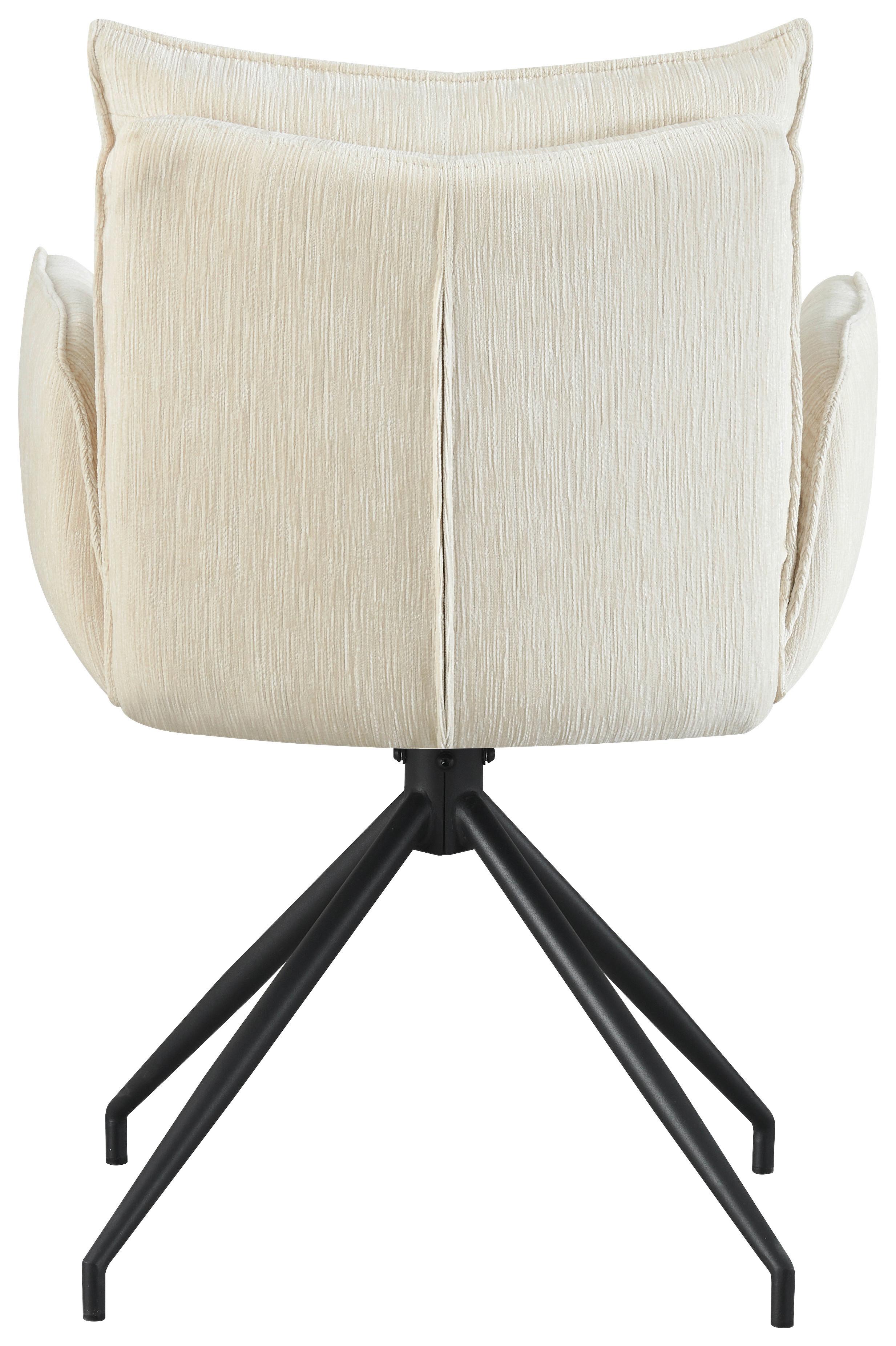 Armlehnstuhl Milena Webstoff Beige, B: 58,5cm - Beige/Schwarz, KONVENTIONELL, Textil/Metall (58,5/86/66cm) - MID.YOU