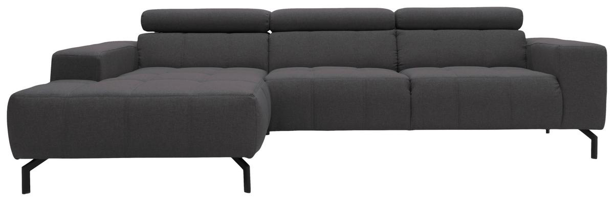 Ecksofa Cunelli Schwarz/Braun Webstoff - Schwarz/Braun, Design, Textil (175/292cm) - MID.YOU