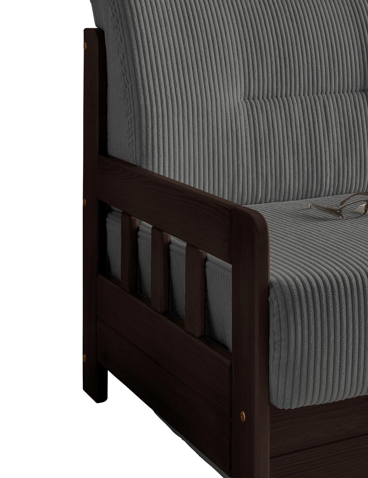 2-Sitzer-Sofa Mit Schlaffunktion Camino B:154 cm - Nussbaumfarben/Grau, MODERN, Holz/Textil (154/88/90cm) - Livetastic
