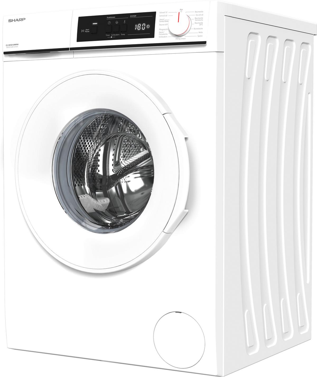 Waschmaschine ES-NFA014WWNA-DE Füllmenge ca. 10kg, 1200 U/Min - Weiß, Basics, Glas/Kunststoff (59.7/84.5/58.2cm) - Sharp