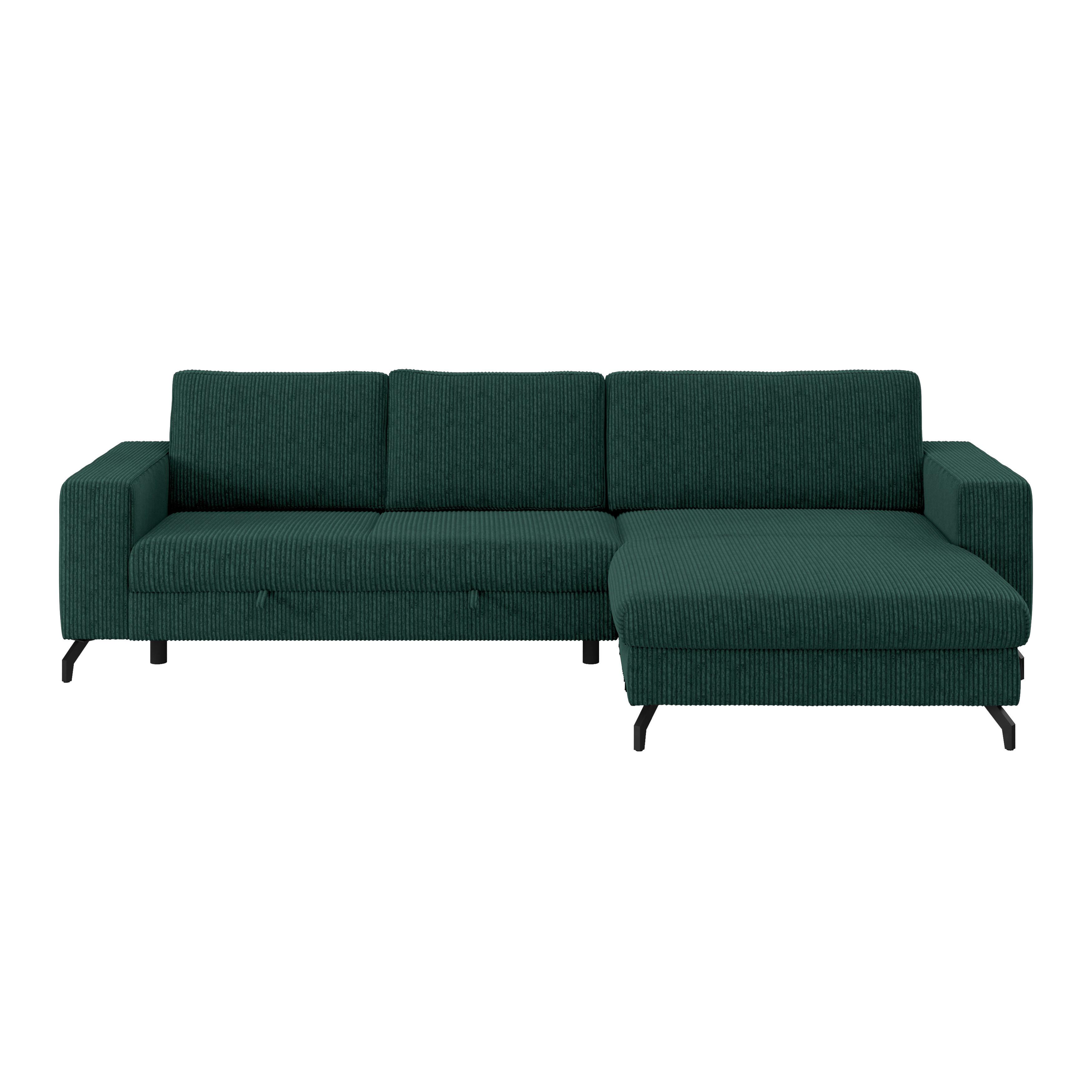 Ecksofa mit Bettkasten Cloud Waldgrün Cord 290x178 cm - Waldgrün, Trend, Textil (290/178cm)