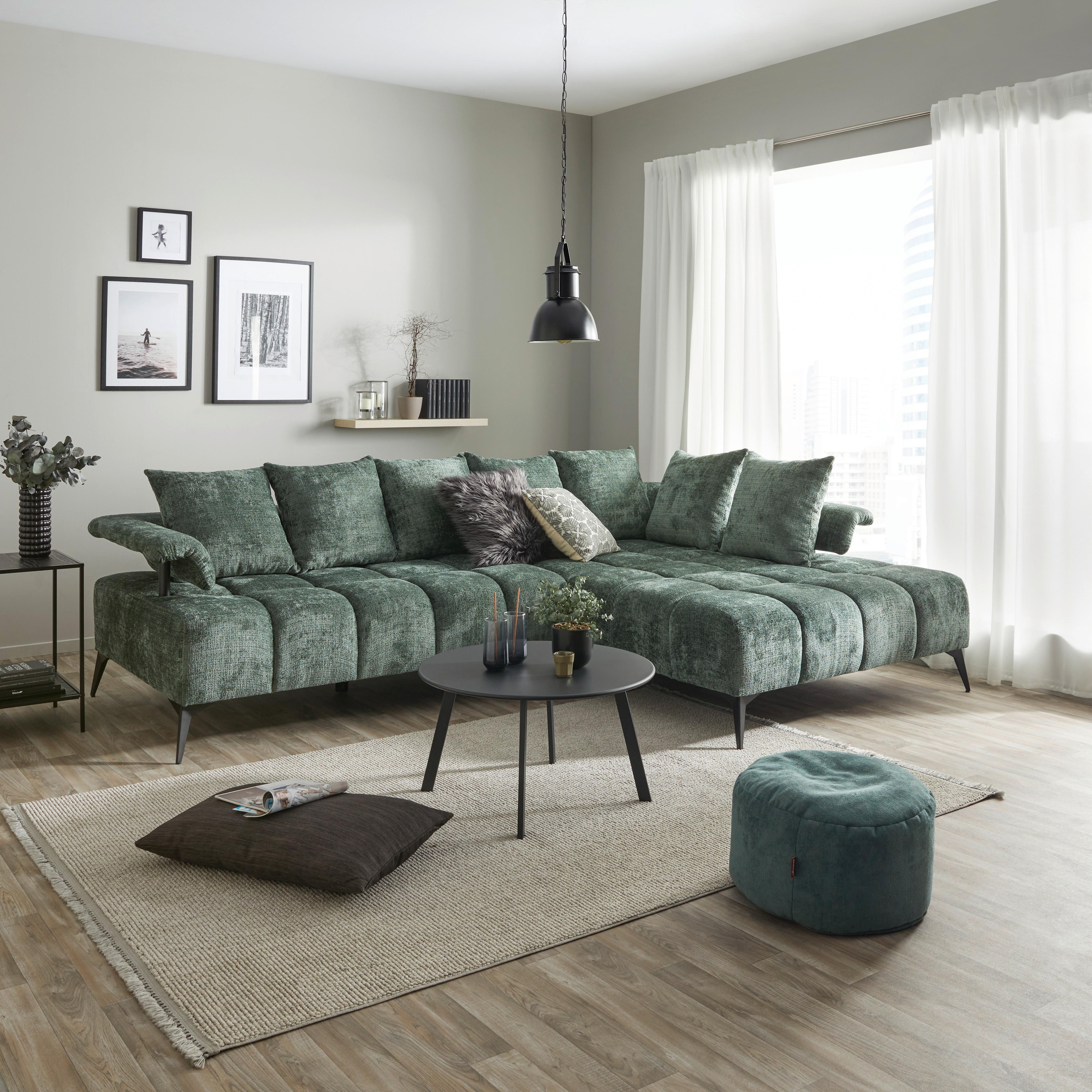 Ecksofa Vanessa New - Schwarz/Grün, MODERN, Textil (297/200cm)
