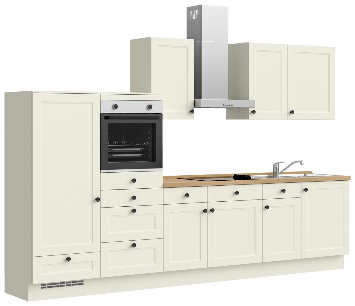 Kuchyňská linka 330 cm, bílá - bílá/barvy dubu, Moderní, kov/kompozitní dřevo (330cm) - Nobilia