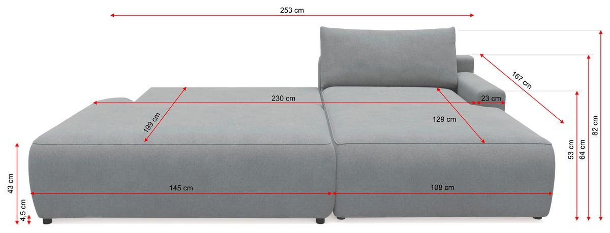 Eckschlafsofa Prag, D. Grün S: 253x167 cm - Dunkelgrün/Schwarz, MODERN, Textil (253/167cm) - Trendmanufaktur