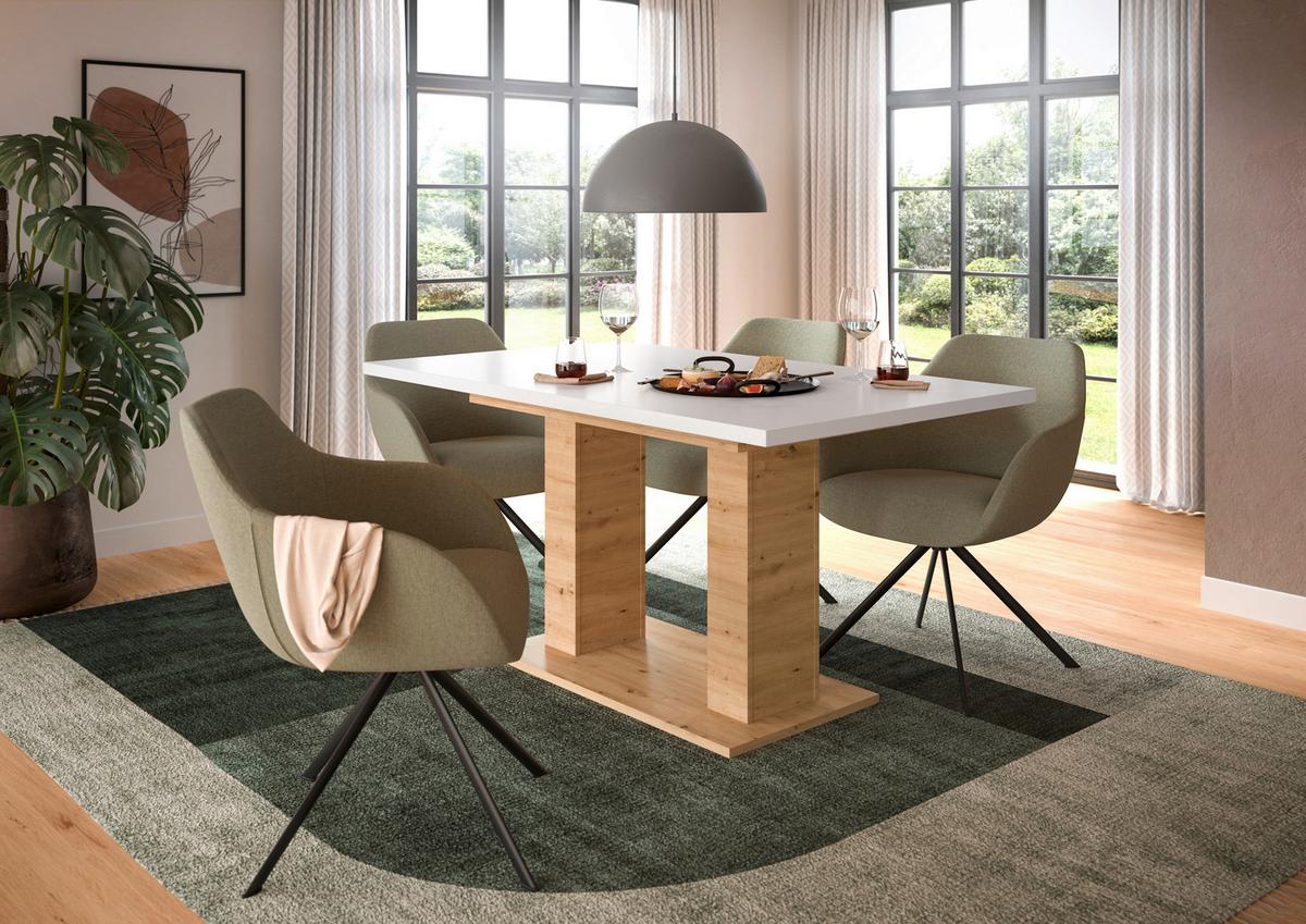 Ausziehtisch Marlon 150 Az Weiß/Artisan B:150-190 cm - Eiche Artisan/Weiß, KONVENTIONELL, Holzwerkstoff (150-190/90/76cm)