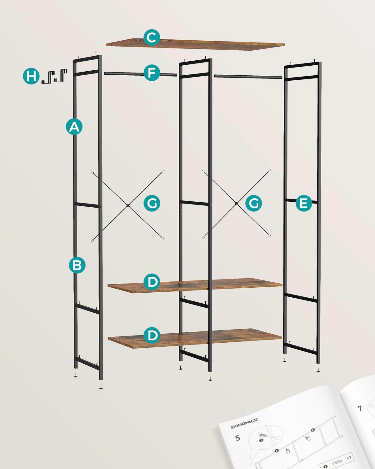 Kleiderschrank Schwarz B: 94,5 cm - Schwarz, Basics, Holzwerkstoff/Metall (94,5/180/40cm)