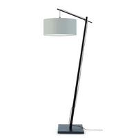 Stehlampe Andes Schwarz/ Hellgrau mit Fußschalter - Hellgrau/Schwarz, Design, Naturmaterialien/Textil (47/176/23cm) - Good & Mojo