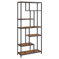 Regál RUSTIK - hnedá/čierna, Trend, kompozitné drevo (80/180/30cm) - Boxxx