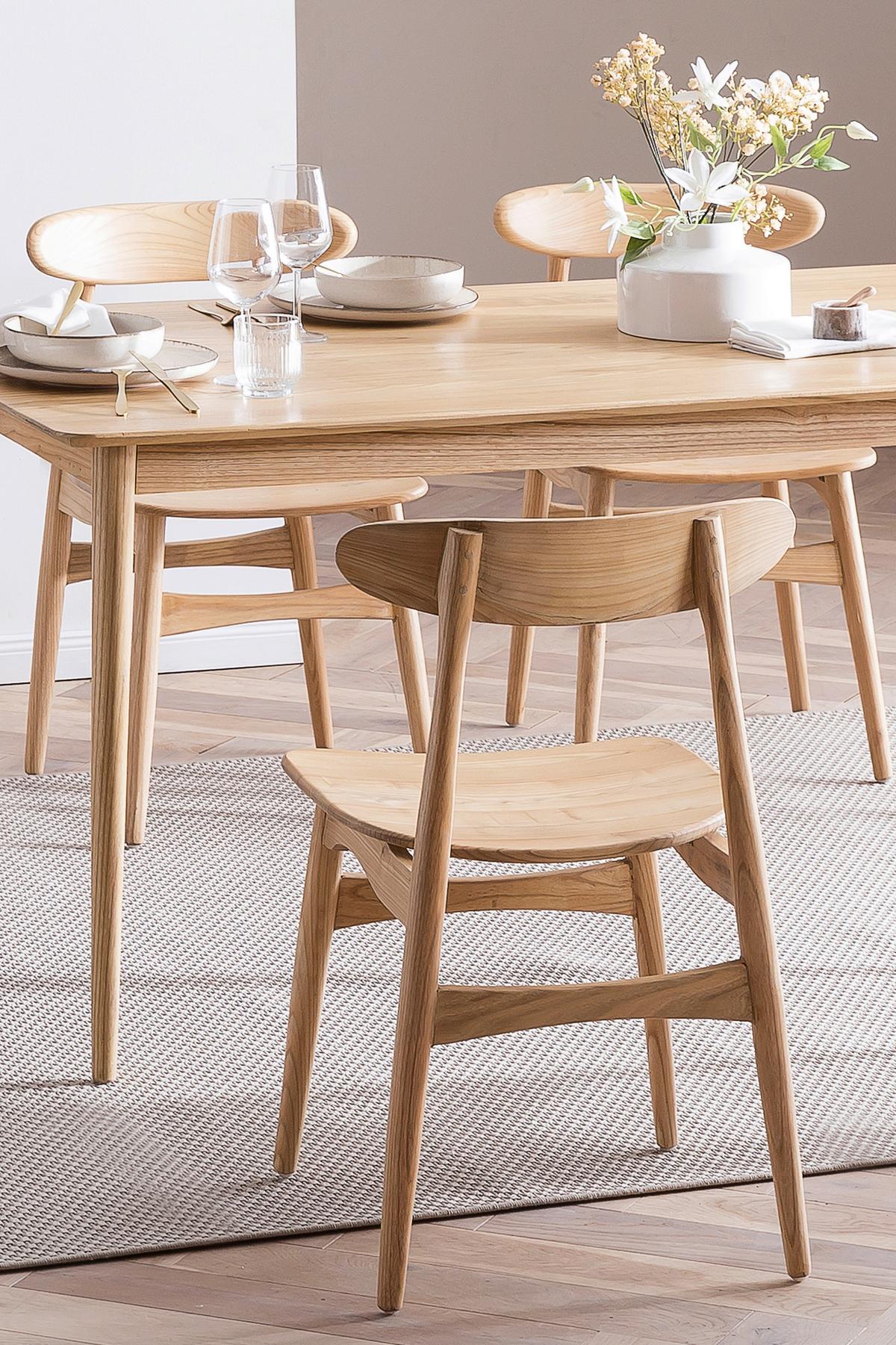 Stuhl Scandi Holz Naturfarben, B: 53 Cm - Naturfarben, ROMANTIK / LANDHAUS, Holz (53/80/45cm)