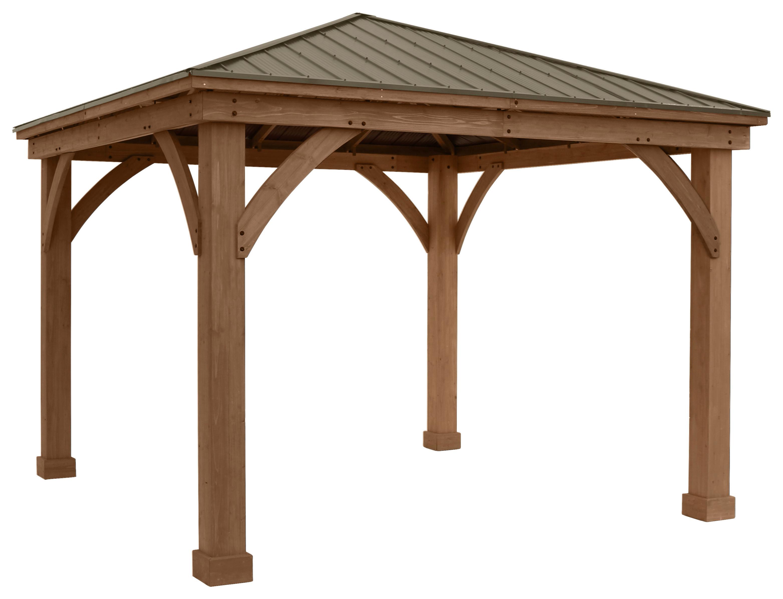 Pavillon Devon 366x366cm wetterfest - Bronzefarben/Mokka, Basics, Holz/Metall (366/320/366cm)