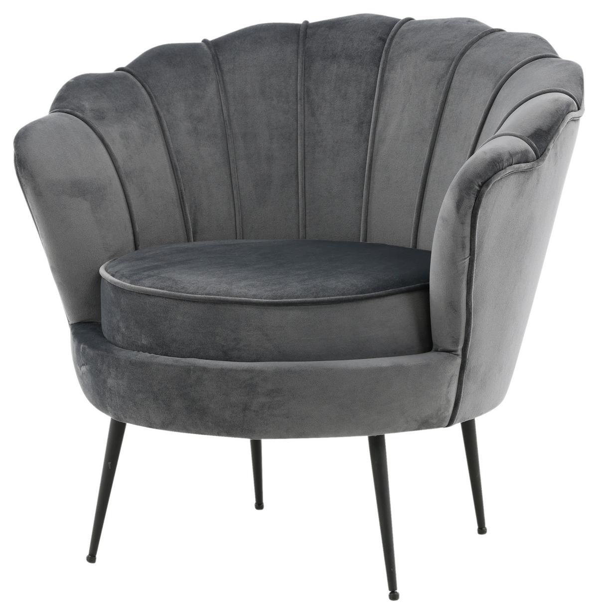 Sessel Calais - Dunkelgrau/Schwarz, Design, Textil/Metall (83/76/77cm) - Livetastic