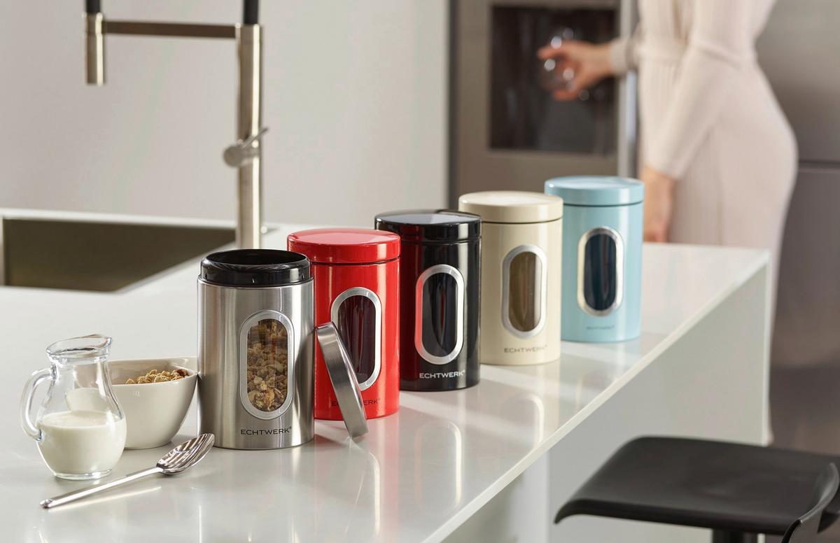 Vorratsdosenset 2-Teilig Rot, B/H: 11x17,5cm - Rot, Basics, Metall (11/17,5cm) - Echtwerk