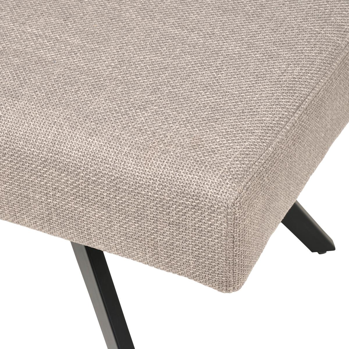 Sitzbank Andros mit Lehne Hellgrau, B: 140 cm - Hellgrau/Schwarz, KONVENTIONELL, Textil/Metall (140/90/62cm) - MID.YOU