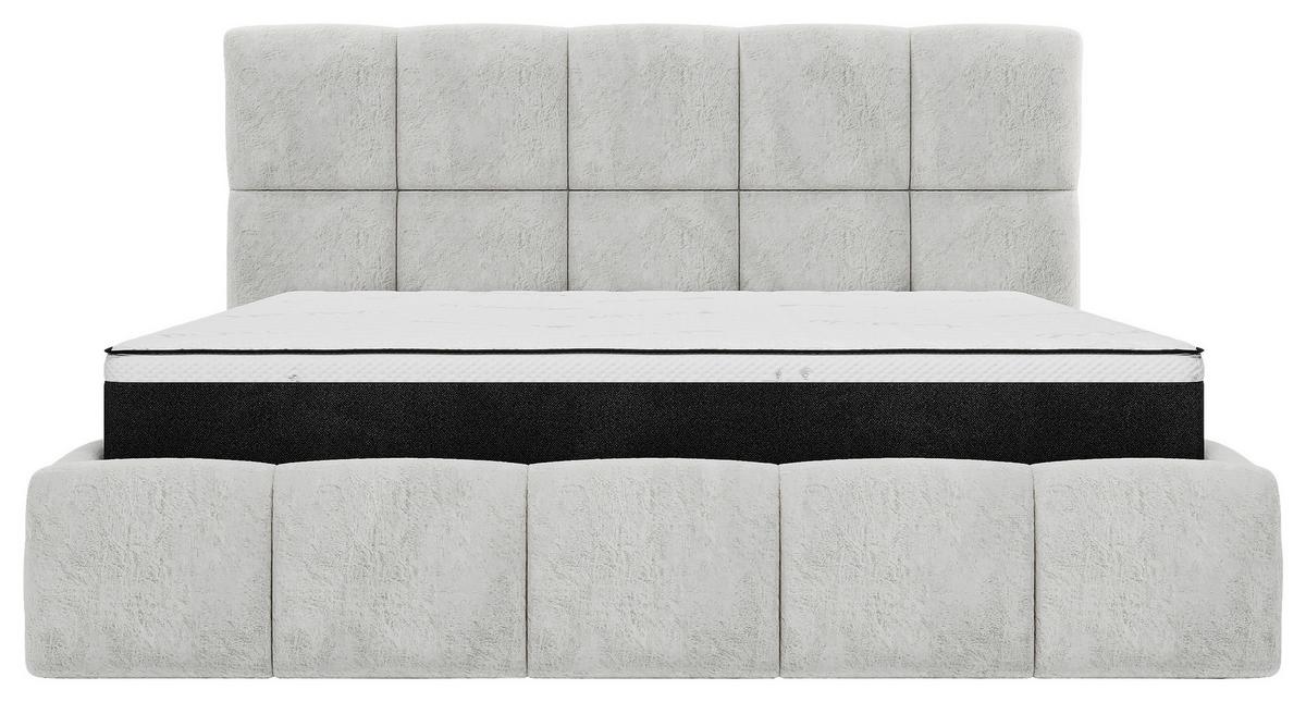 Polsterbett Cherry Mikrofaser Velours, Grau, Lf: 140x200 cm - Hellgrau/Schwarz, MODERN, Holz/Holzwerkstoff (140/200cm) - MID.YOU