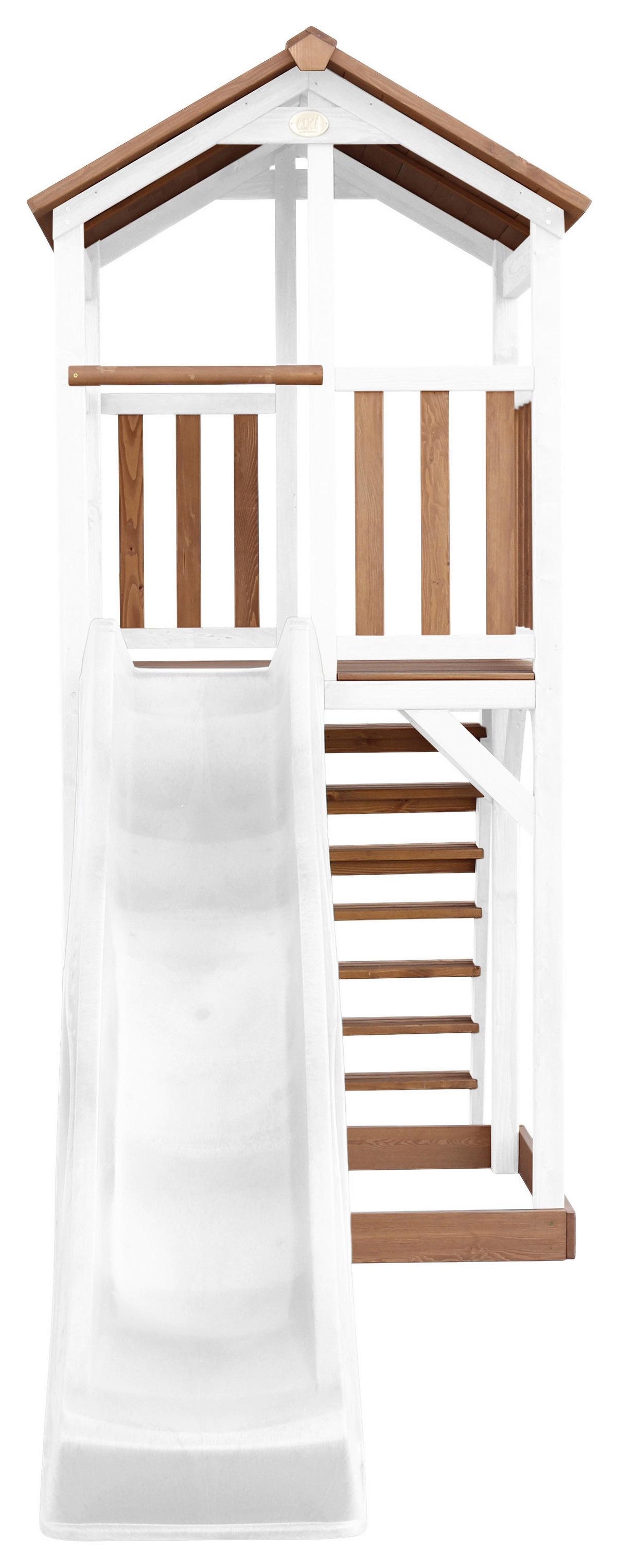 Spielturm A025.120.91 - Braun/Weiß, KONVENTIONELL, Holz/Kunststoff (111,2/241,9/349cm) - Ambia Garden