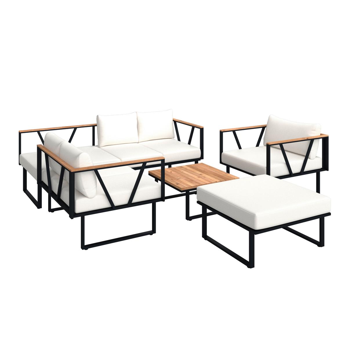 TERASOVÁ SEDACIA SÚPRAVA LORETTA - čierna/farba akácie, Modern, kov/drevo (80/75/80cm) - Bessagi Garden