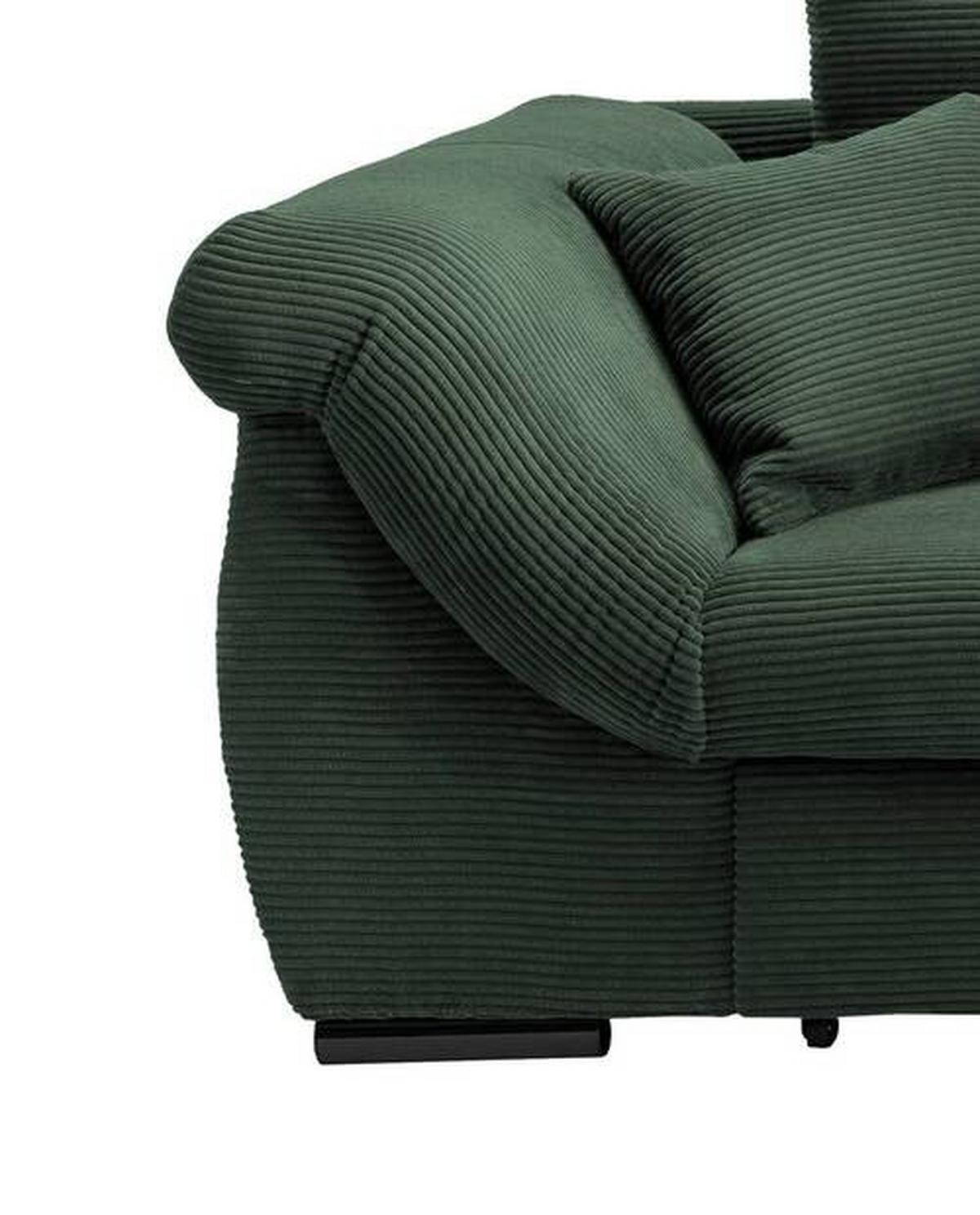 Ecksofa Federico Dunkelgrün S: 302/188 cm - Dunkelgrün/Schwarz, MODERN, Holz/Textil (302/188cm) - MID.YOU