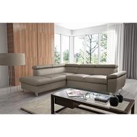 Ecksofa Lugano Teilleder Hellgrau 208x248 - Chromfarben/Hellgrau, Design, Leder/Textil (208/248cm) - Livetastic