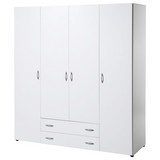 Drehtürenschrank mit Laden 161cm Base 4, Weiß - Weiß, KONVENTIONELL, Holzwerkstoff (161/176/53cm) - Carryhome