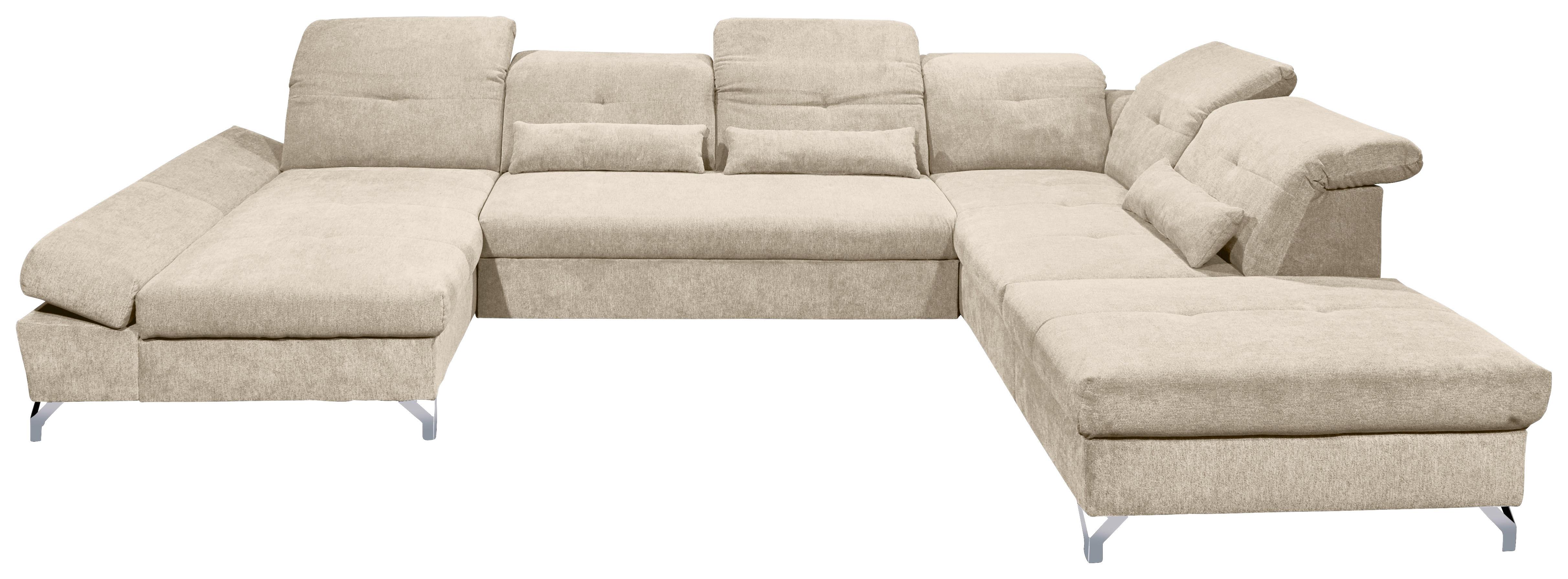Ecksofa Melfi Sandfarben U: 168 cm - Sandfarben/Silberfarben, MODERN, Textil (168/350/245cm) - MID.YOU