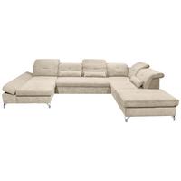 Ecksofa Melfi Sandfarben U: 168 Cm - Sandfarben/Silberfarben, MODERN, Textil (168/350/245cm) - MID.YOU