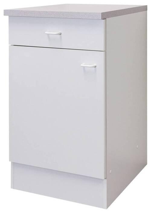 Küchenunterschrank Speed B: 50 cm Weiß mit Lade - Hellgrau/Weiß, KONVENTIONELL, Holzwerkstoff (50/85/50cm)