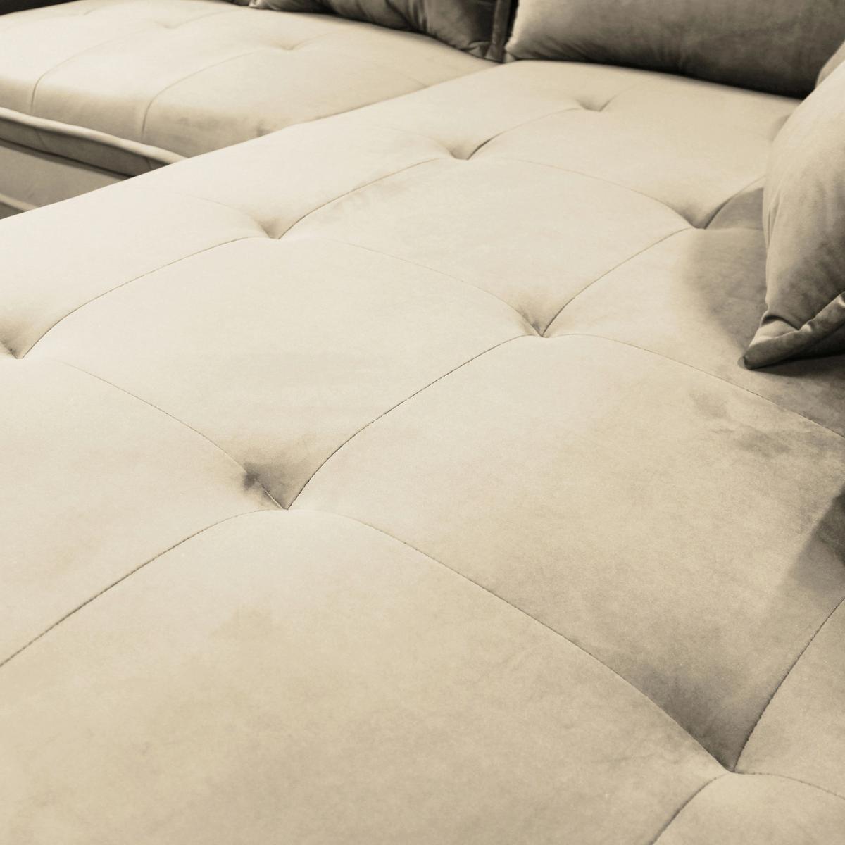 Eckschlafsofa Bello Beige Mit Schlaffunktion Ottomane Rechts - Beige/Schwarz, Design, Textil (277/187cm) - Livetastic