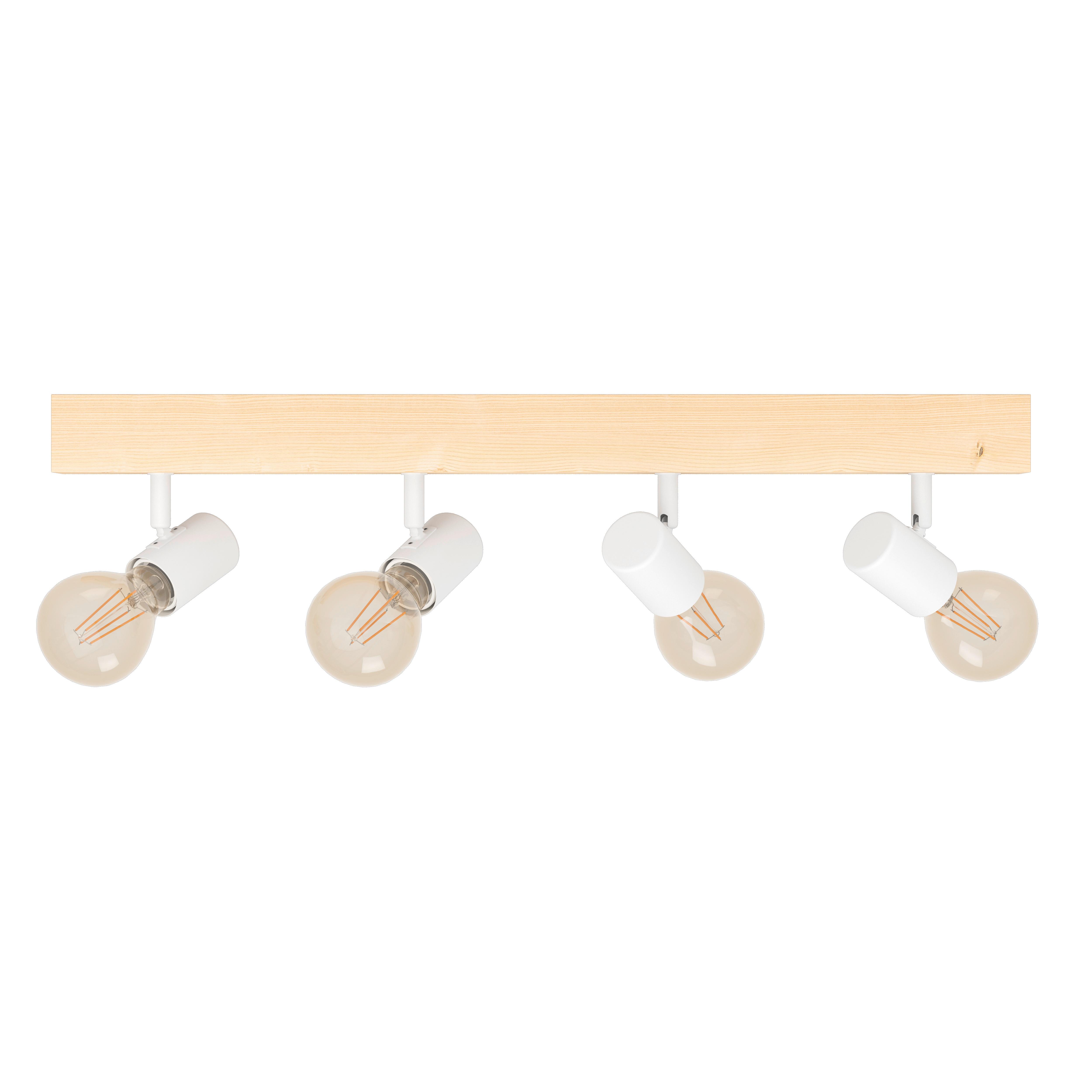 Strahler Townshend 4-flammig Verstellbar L: 63 Cm - Braun/Weiß, Natur, Holz/Metall (63/5/63cm) - Eglo