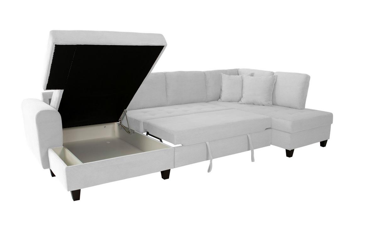 Wohnlandschaft Moritz Silber U-Form:155x324x178 Cm - Silberfarben, Trend, Textil (155/324/178cm)