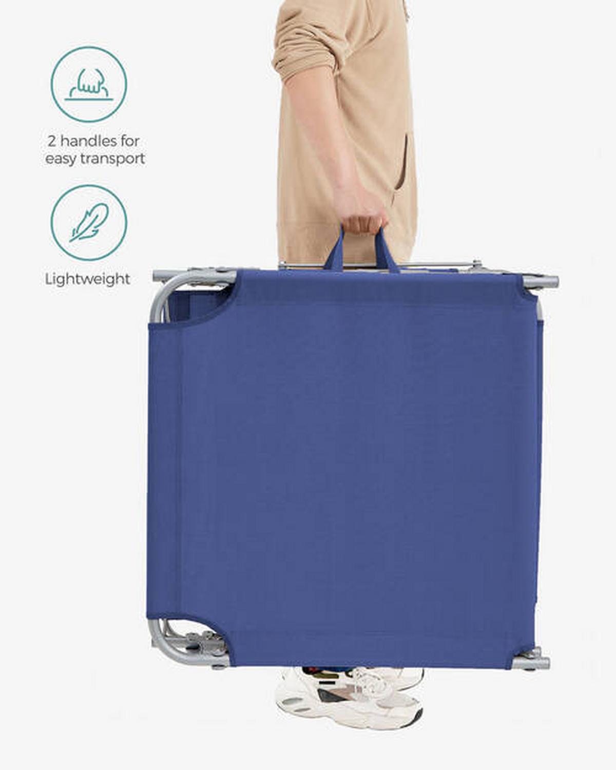 Gartenliege Dunkelblau Inkl. Sonnendach, B: 71 Cm - Alufarben/Dunkelblau, MODERN, Textil/Metall (71/38/200cm) - Modante