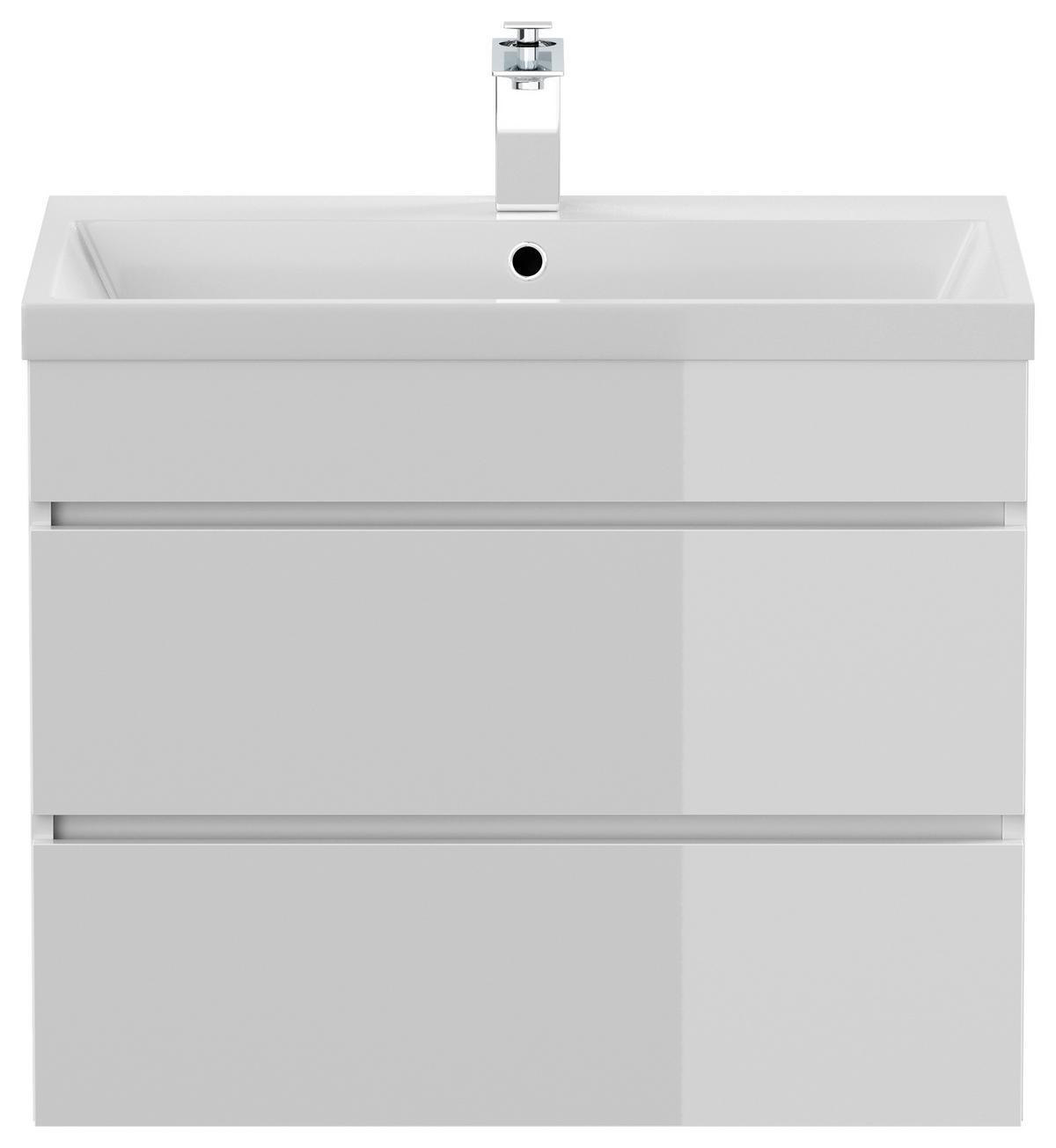 WASCHTISCHKOMBI Fellini, Weiß HG B: 60cm - Weiß Hochglanz/Weiß, Basics, Holzwerkstoff/Stein (70cm) - MID.YOU