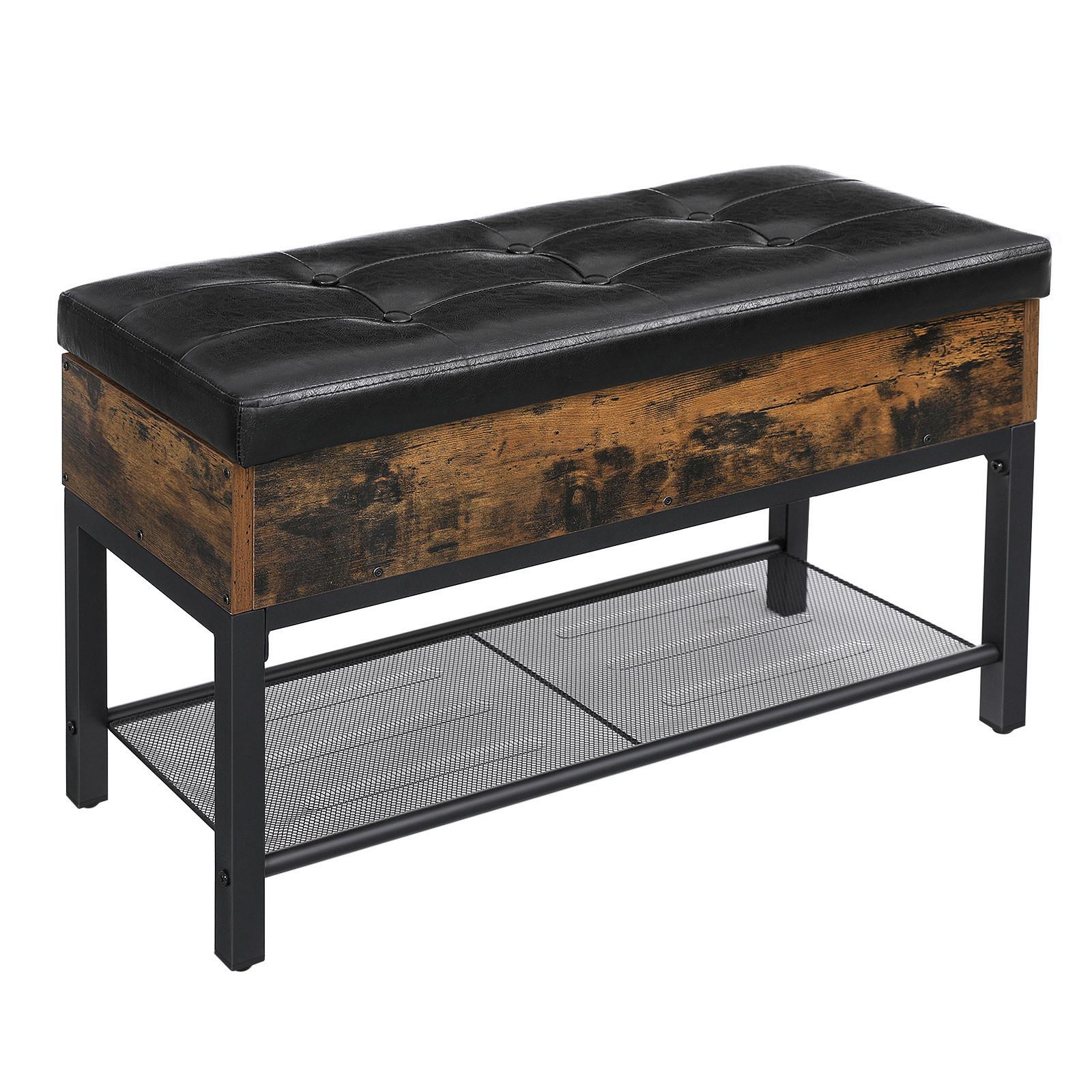 LAVICA DO PREDSIENE VINTAGE - hnedá/čierna, Trend, kov/koža (70/45/30cm) - Boxxx