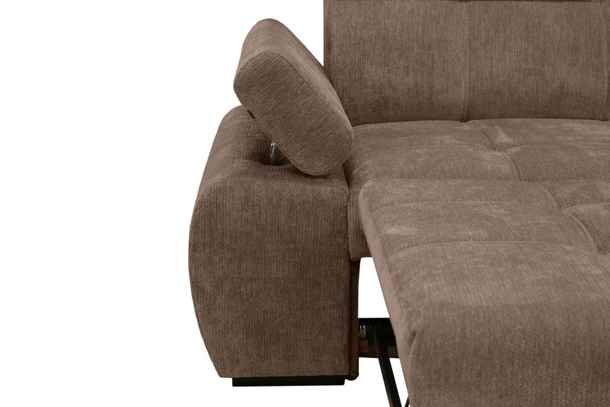 Rohová sedačka VEGAS, pravá, hnědá žinylka - černá/hnědá, Design, dřevo/textil (294/173cm)
