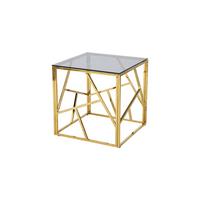 Beistelltisch Grau, Goldfarben L: 55 Cm - Goldfarben/Grau, Design, Glas/Metall (55/55/55cm) - Livetastic