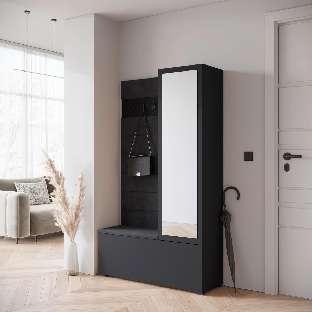 ŠATNA GARDEROBE TEJO II - černá, Design, kompozitní dřevo (115/192/37,5cm) - Livetastic