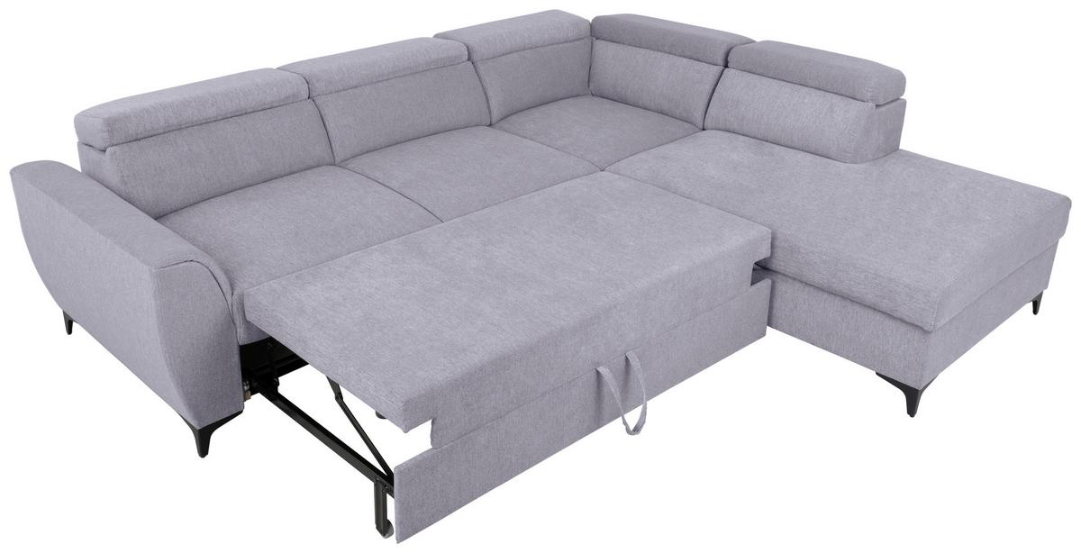 Ecksofa Lapis Grau S: 255/217 Cm - Schwarz/Grau, KONVENTIONELL, Textil (255/217cm) - MID.YOU