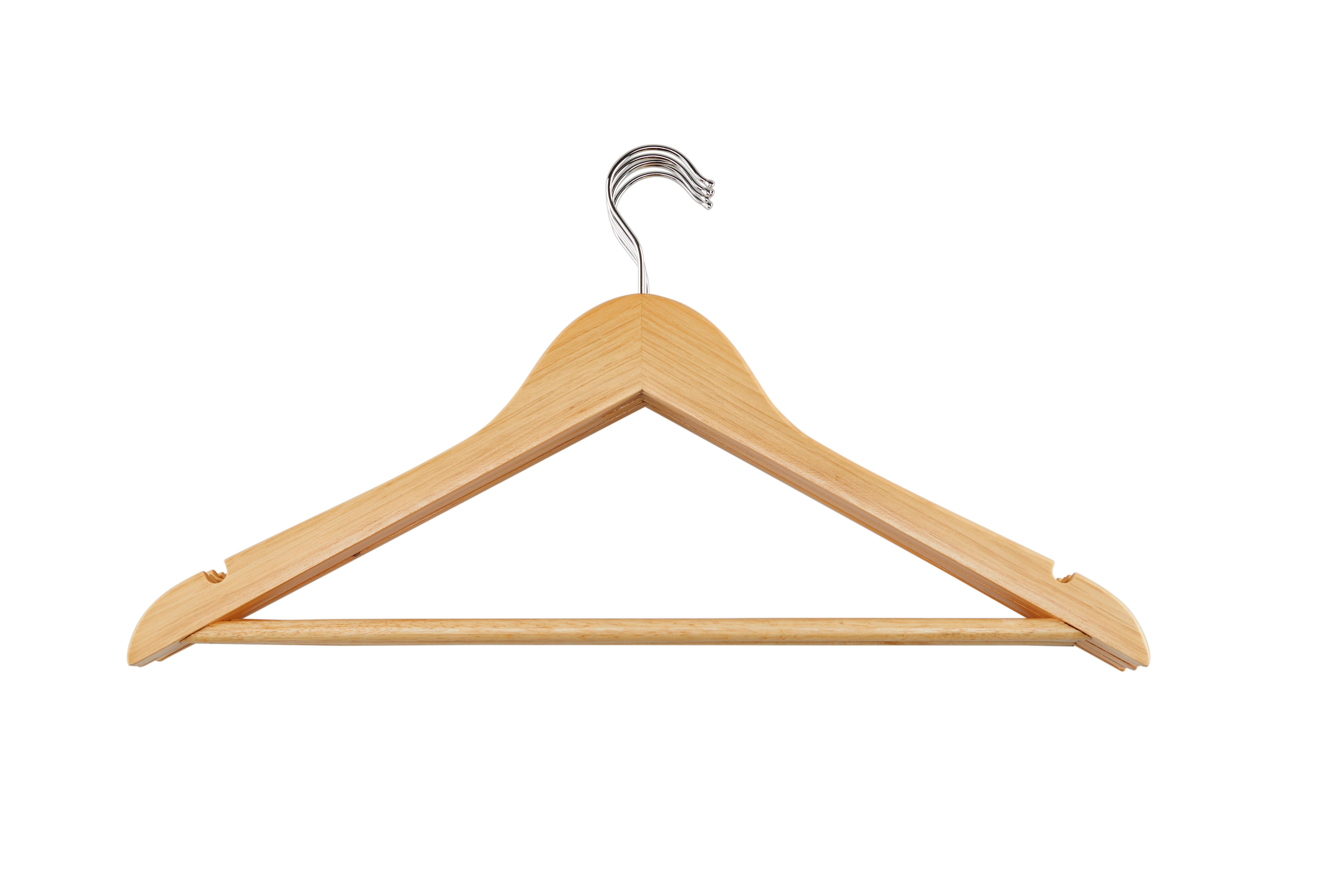 Kleiderbügel aus Holz Finn 5er-Set - Naturfarben, Holz/Metall (44,5/23/1,2cm) - Homezone