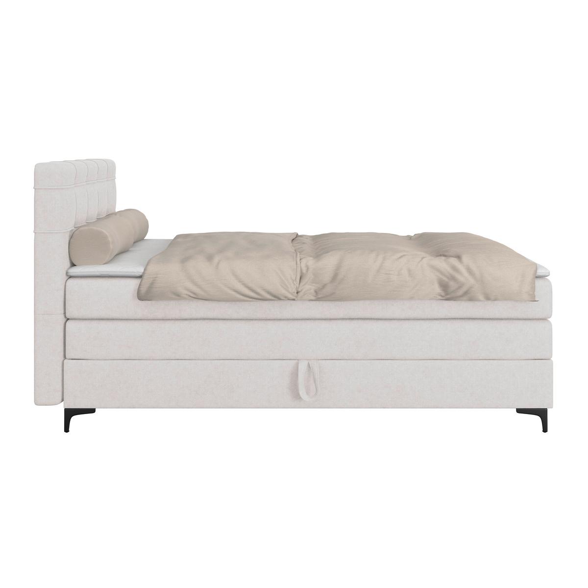 Boxspringbett MITTO Champagner 200x200 cm - Champagner/Schwarz, KONVENTIONELL, Textil/Metall (200/200cm)