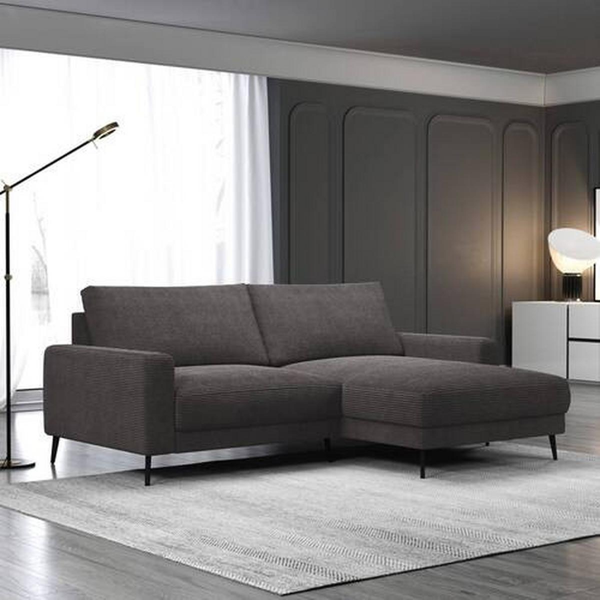 Univerzálna sedačka CORA, tmavosivý menčester - čierna/sivá, Modern, kov/drevo (223/86/161cm) - Mömax