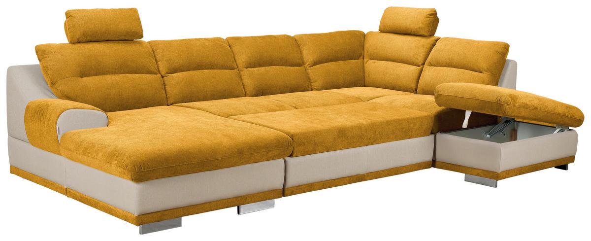 Sarokgarnitúra Seaside - mustársárga, Modern, textil (165/334/218cm) - Luca Bessoni