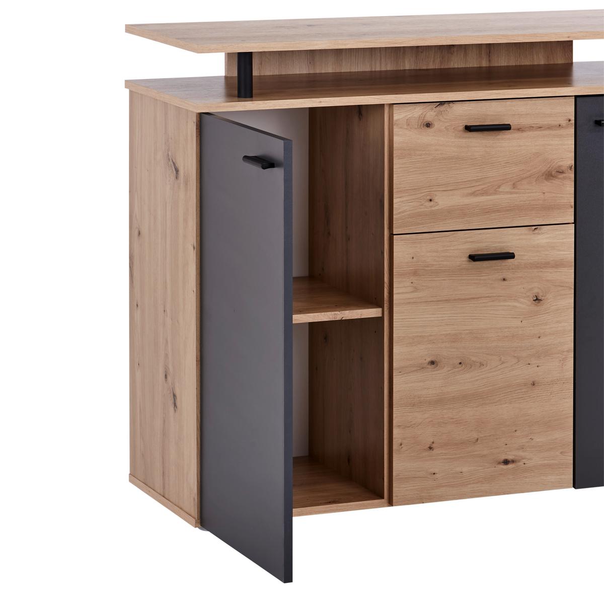 Kommode 117cm Leon2, Eiche Artisan - Anthrazit/Eiche Artisan, MODERN, Holzwerkstoff (117/92,3/38cm)