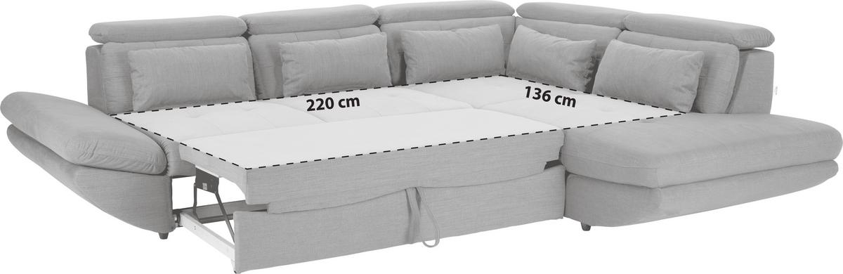 Ecksofa mit Schlaffunktion Park Hell-/Dunkelgrau - Dunkelgrau/Hellgrau, MODERN, Textil (233/311cm) - Luca Bessoni