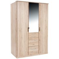Kleiderschrank Mit Spiegel + Laden 135cm Aachen Eiche Dekor - Eichefarben, KONVENTIONELL, Holzwerkstoff (135/198/58cm)