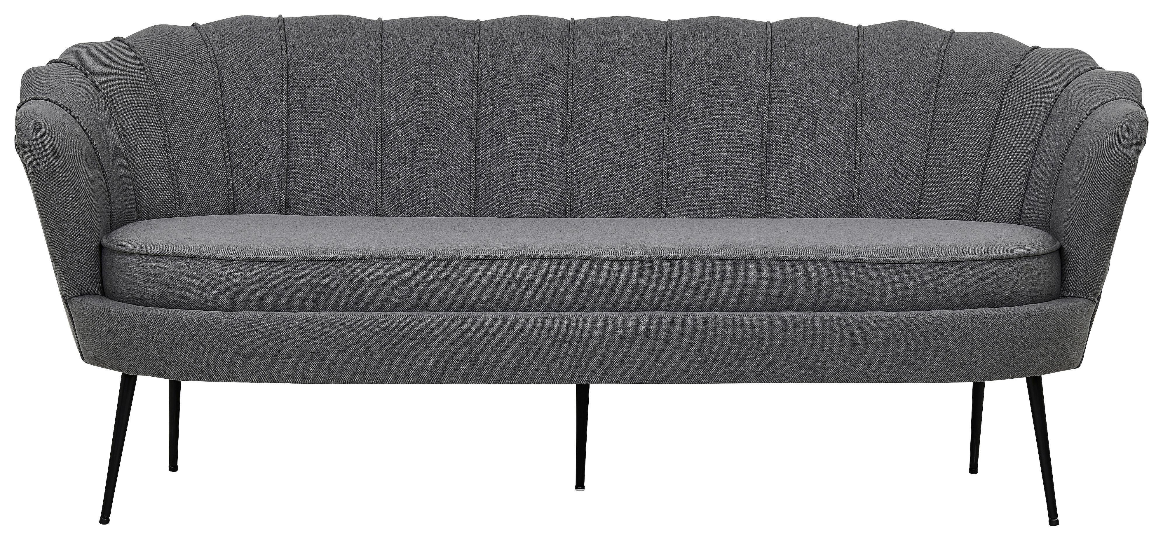 2-Sitzer-Sofa Calais - Dunkelgrau/Schwarz, Design, Textil/Metall (180/78.5/78cm) - Livetastic