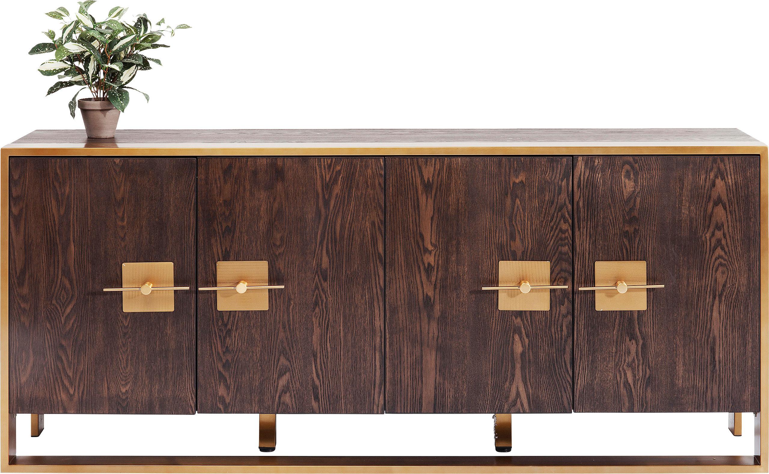 Sideboard 180 cm Osaka, Braun/Messingfarben - Messingfarben/Braun, Trend, Holzwerkstoff/Metall (180/80/40cm) - Kare-Design