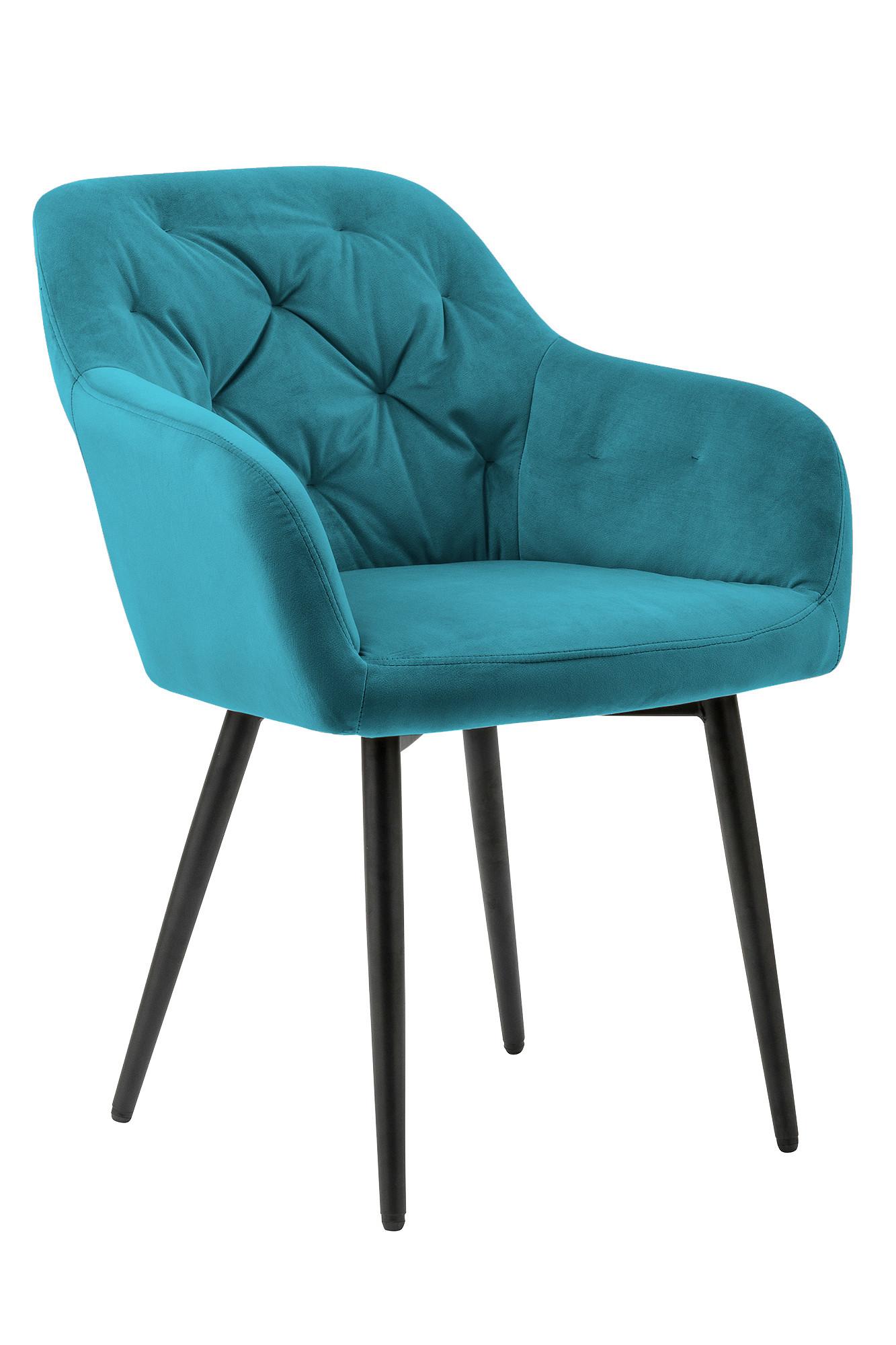 Armlehnstuhl Türkis B: 61 Cm - Türkis/Schwarz, MODERN, Textil/Metall (61/85/45cm) - Livetastic