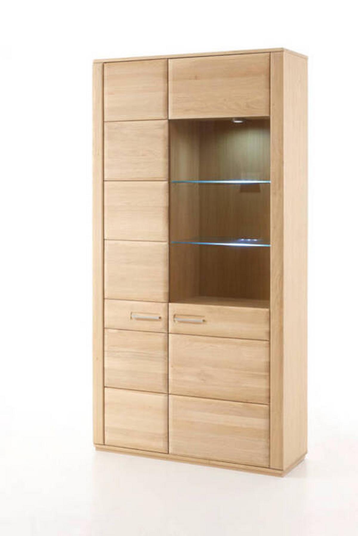 Vitrine teilmassiv B: 107 cm Sena Eichefarben - Eichefarben, Design, Glas/Holz (107/209/38cm) - Livetastic