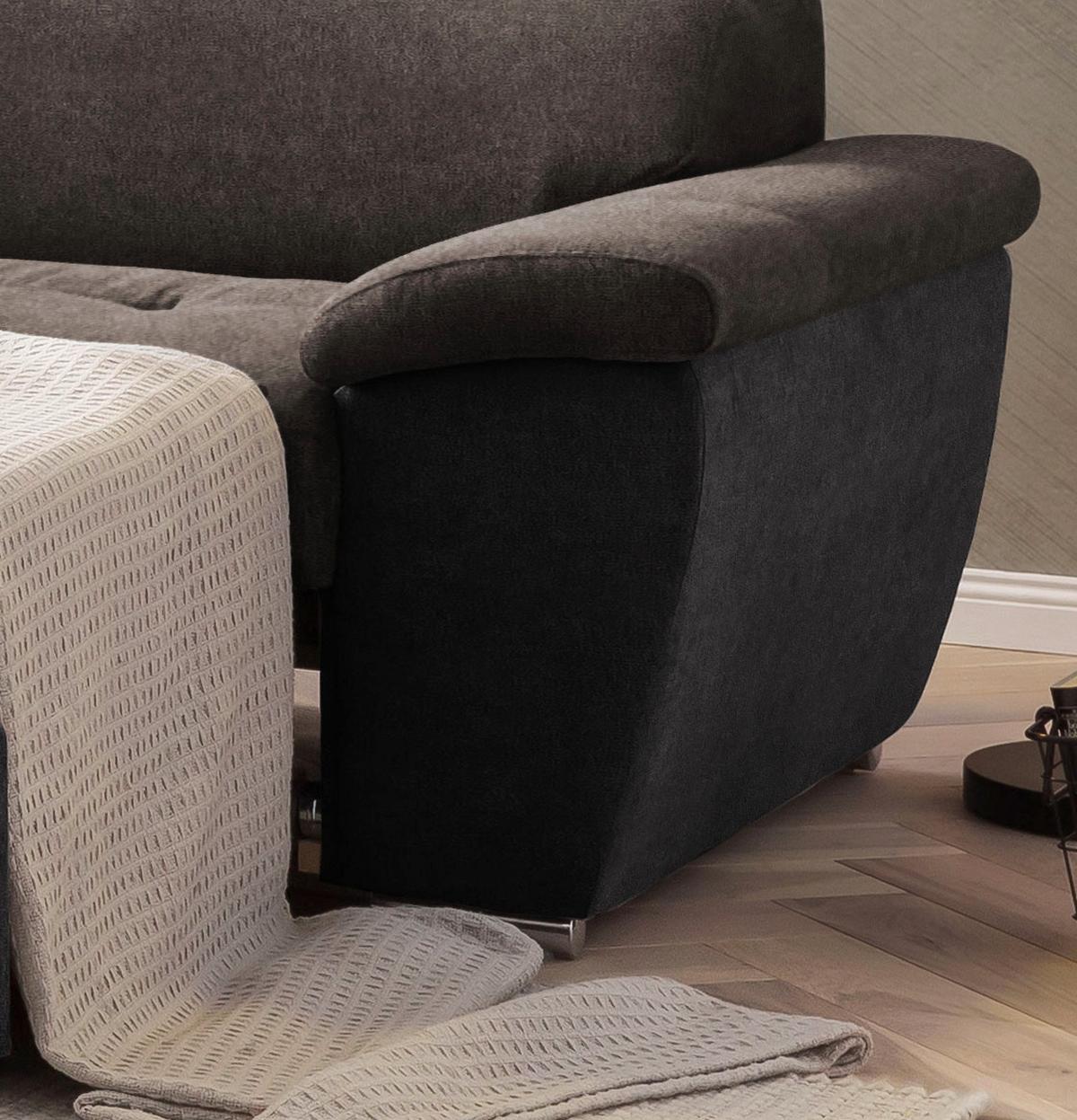 Ecksofa Mit Schlaffunktion Und Bettkasten Antero Dunkelbraun - Chromfarben/Dunkelbraun, Design, Textil (216/262cm) - Livetastic