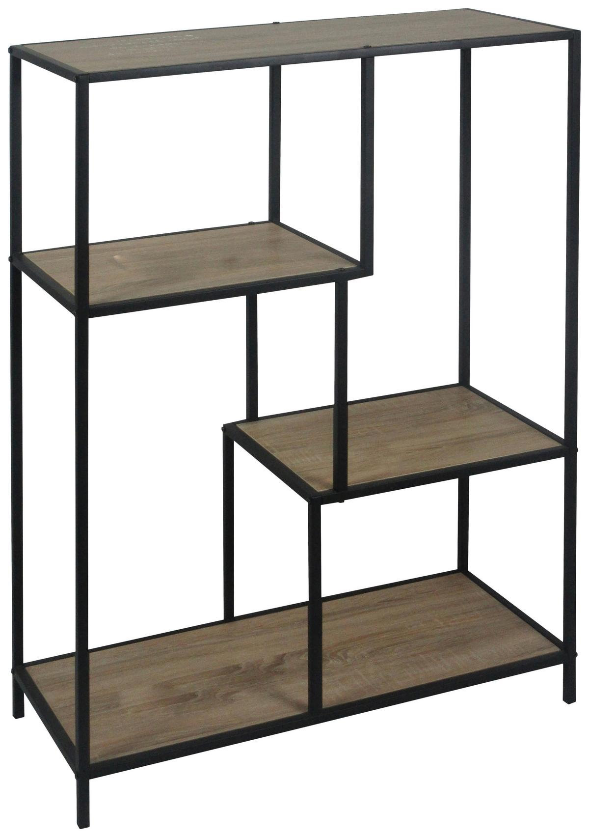 Regal aus Eisen Linz B: 77 cm Schwarz/Eiche Dekor - Schwarz/Naturfarben, MODERN, Holzwerkstoff/Metall (77/114/33cm)