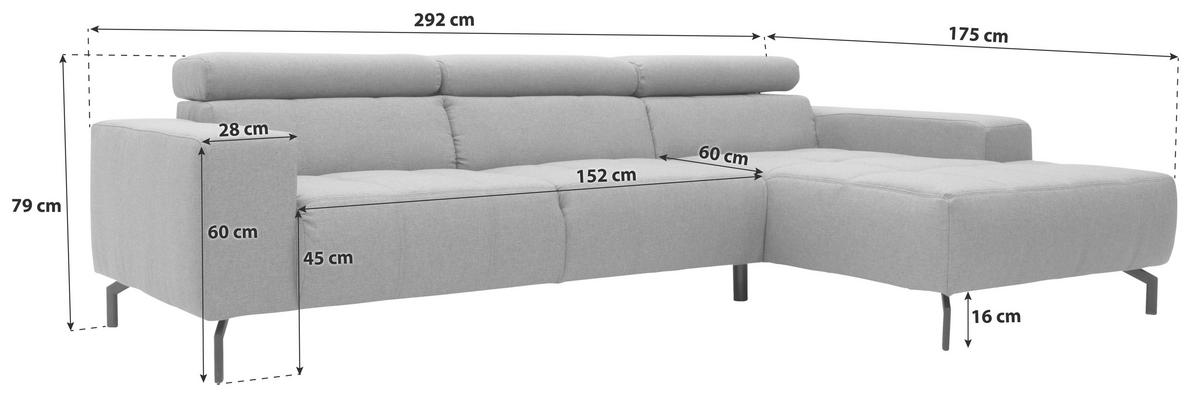 Ecksofa Cunelli Dunkelblau Webstoff - Schwarz/Dunkelblau, Design, Textil (292/175cm) - MID.YOU